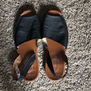 Black leather sandals